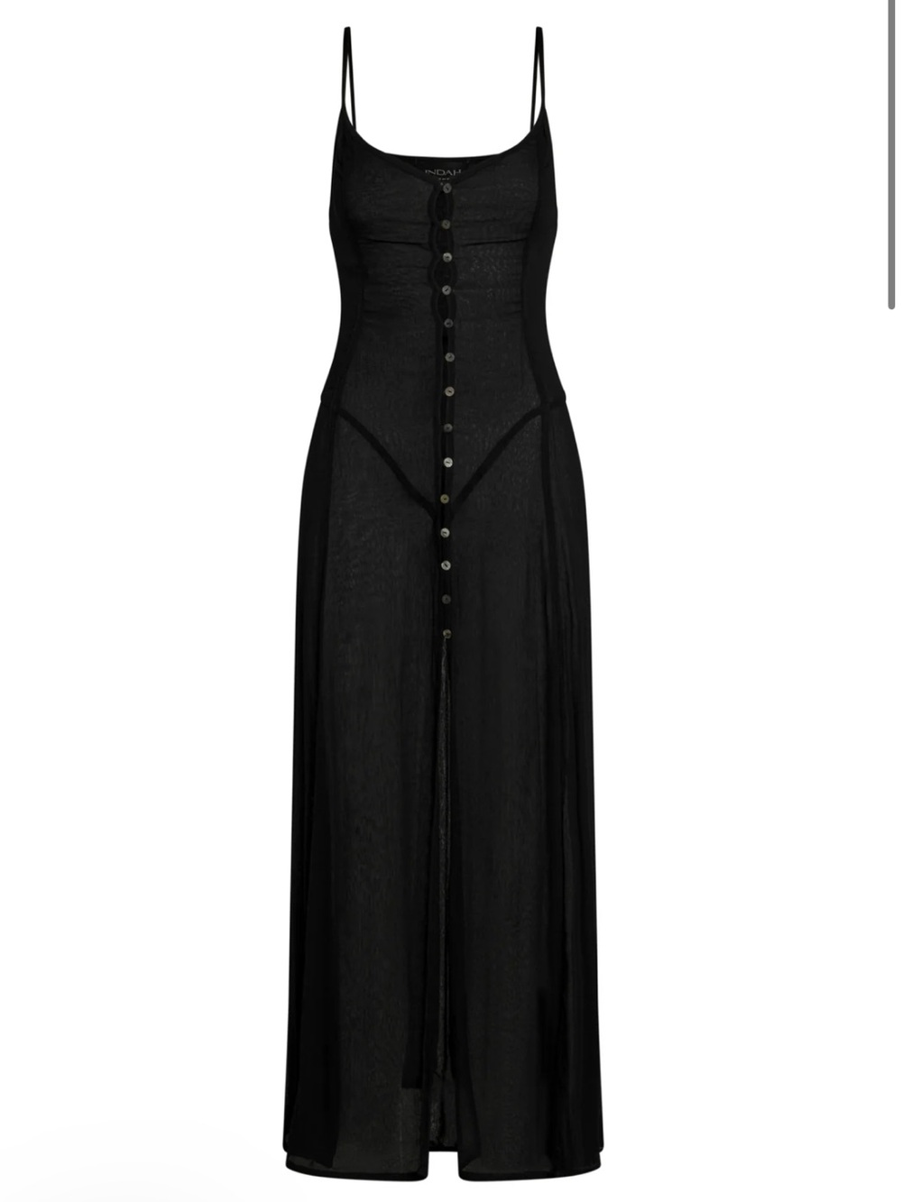 Indah Winona sheer black button front dress small NWT